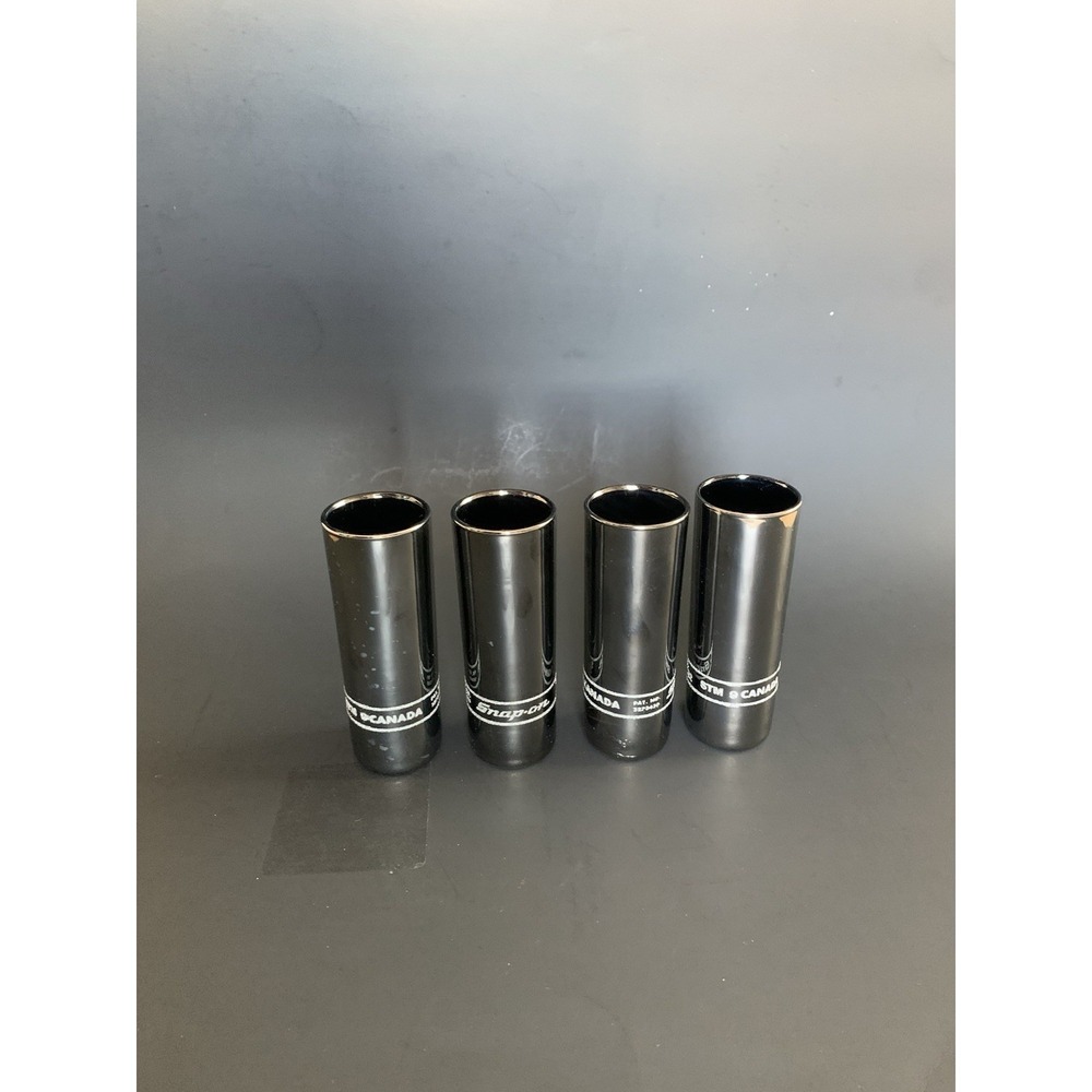 4 Vintage Canadian Chrome Snap-On Tools Glass Tumblers Heavy Glasses